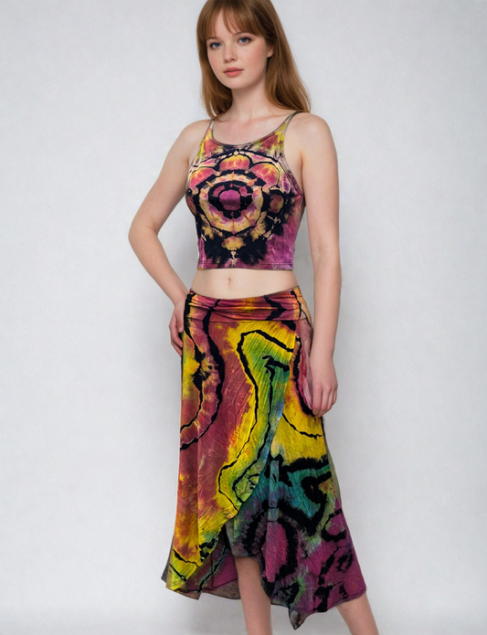 X-Large Tulip Skirt with Cropped High Neck Tank 2pc Set