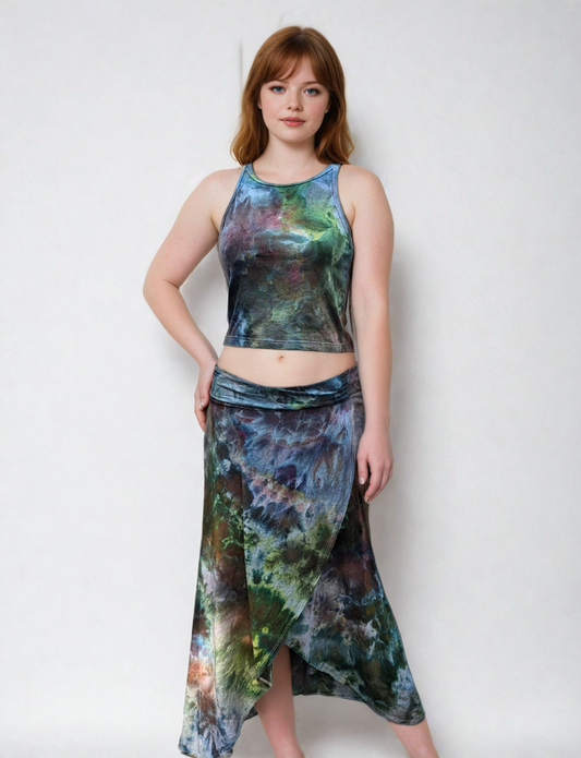 Large Tulip Skirt with Cropped High Neck Tank 2pc Set